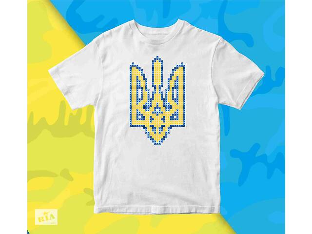 Футболка с патриотическим принтом Арбуз Герб Украины вышивка крестиком Push IT L
