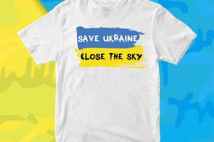 Футболка с патриотическим принтом Арбуз Save Ukraine Close The Sky Спасите Украину закройте небо S