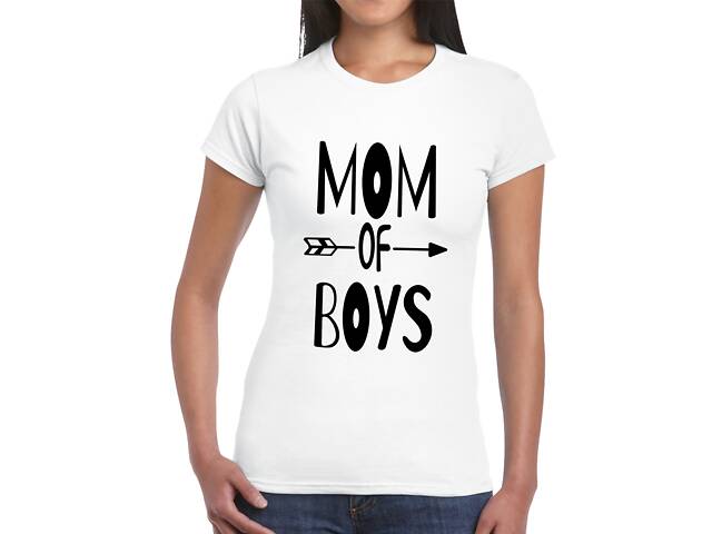 Футболка женская белая с принтом 'Mom Of Boys. Мама мальчиков' Кавун M ФП012361M