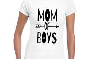 Футболка женская белая с принтом 'Mom Of Boys. Мама мальчиков' Кавун S ФП012361S
