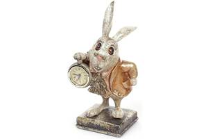 Фигурка декоративная с часами 'Белый Кролик в медном кафтане' 26см