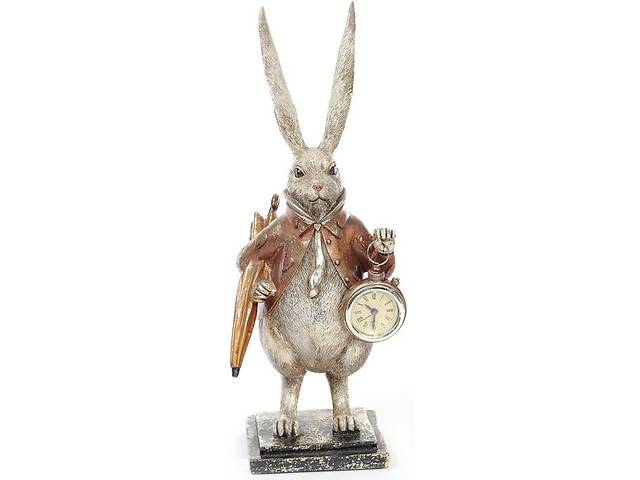 Фигурка декоративная с часами 'Белый Кролик в медном кафтане' 39см