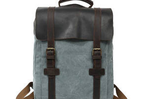 Городской рюкзак Т342k BUG из ткани Canvas и лошадиной кожи Серый