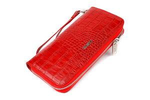 Горизонтальный кошелек для женщин из натуральной фактурной кожи под крокодила CANPELLINI 21621 Красный