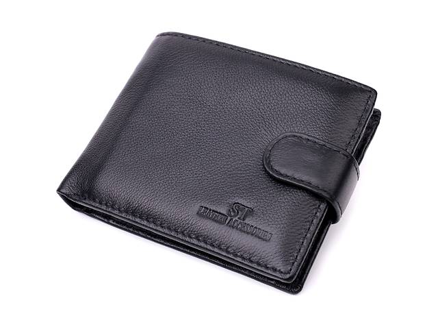 Горизонтальный мужской бумажник из натуральной кожи ST Leather 22443 Черный