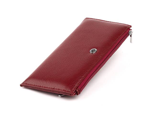 Горизонтальный тонкий кошелек из кожи женский ST Leather 19326 Бордовый 19х9,5х2,5 см