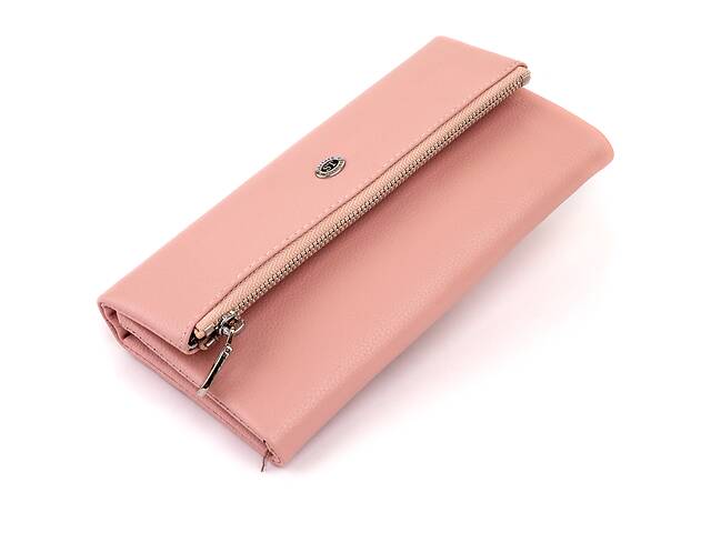 Клатч конверт с карманом для мобильного кожаный женский ST Leather 19271 Розовый 18,5х9,8х2