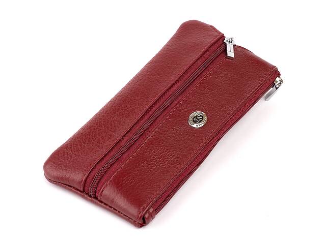 Ключница-кошелек с кармашком женская ST Leather 19352 Бордовая 15,5х7х0,5 см
