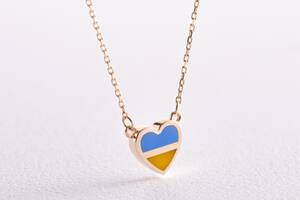 Колье С Украиной в сердце в желтом золоте (голубая и желтая эмаль) кол02263 Оникс 43