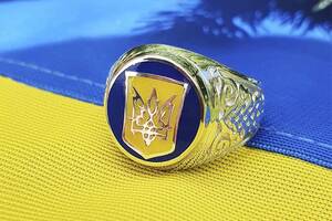 Кольцо с Украинской символикой Maxi Silver 5656 SE 15.5