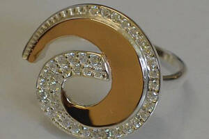 Кольцо Sil серебряное с золотом 095к 18.5 Белый (Sil-358)