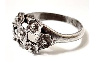 Кільце ссср 7 квіточок, срібло 925 пр., вінтажний жіночий перстень