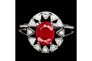 Кольцо женское из серебра с рубином 17 размер
