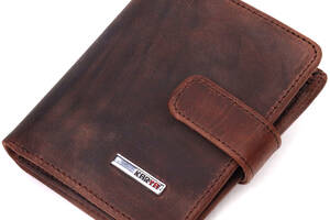 Компактный мужской бумажник из винтажной кожи KARYA 21328 Коричневый