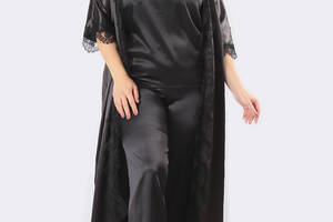 Комплект Афина халат+штаны+майка Ghazel 17111-70 Черный 44