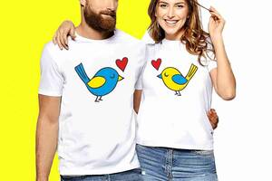 Комплект белых футболок с принтом 'Синяя и желтая птицы' Кавун ФП010508 S M