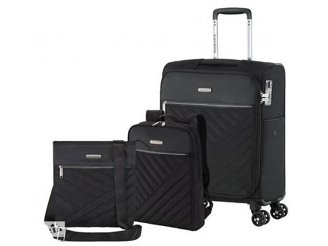 Комплект чемодан сумка рюкзак Travelite Jade S 4 колеса, черный