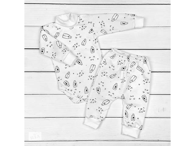Комплект для малышей от трех месяцев Malena milk боди со штанами 68 см белый (138185931)