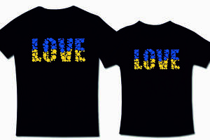 Комплект футболок черных с принтом 'Love сине-желтая надпись' Кавун ФП009680 S M
