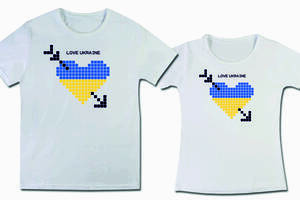 Комплект футболок с принтом 'Love Ukraine квадратики' Кавун ФП009678 S M