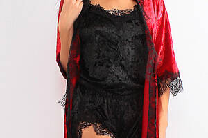 Комплект Камилла халат + пижама Ghazel 17111-123 Красно-черный 42