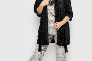 Комплект Хлоя халат+майка+брюки Ghazel 17111-11/8 Черный халат/Серый комплект 52