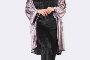 Комплект Хлоя супер батал халат+майка+брюки Ghazel 17111-11/88 Фуксия халат/Черный комплект 56