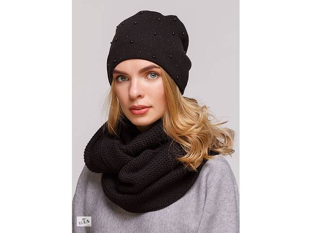 Комплект (шапка, шарф-снуд) DeMari МарсК 660048 56-60 см Черный