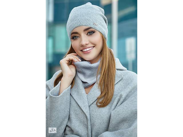 Комплект «Шарлотта» (шапка и шарф-хомут) Braxton светло-серый 56-59