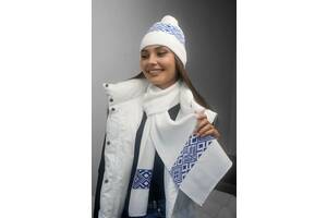 Комплект «Skier» (шапка и шарф) Braxton белый + электрик 56-59