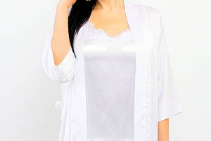 Комплект Синди тройка шелк халат+майка+шорты Ghazel 17111-07 Белый 42