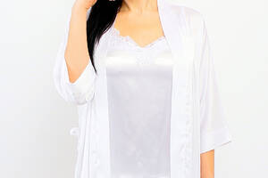 Комплект Синди тройка шелк халат+майка+шорты Ghazel 17111-07 Белый 46