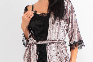 Комплект Валерия супер батал халат+пижама Ghazel 17111-122/88 Фуксия халат/Черный комплект 54