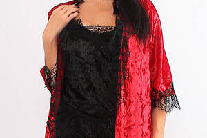Комплект Валерия супер батал халат+пижама Ghazel 17111-122/88 Красно-черный 56