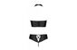 Комплект з еко-шкіри бра та трусики з імітацією шнурівки Passion Nancy Bikini black L/XL