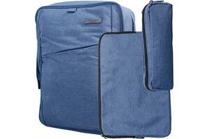 Комплект из рюкзака чехла для ноутбука и косметички Winmax PB-001 Синий