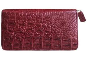 Кошелек портмоне женский клатч из кожи крокодила бордовый на молнии Ekzotic Leather (cw 01_2)