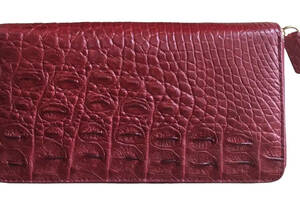 Кошелек портмоне женский клатч из кожи крокодила бордовый на молнии Ekzotic Leather (cw 01_2)