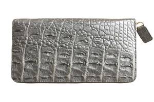 Кошелек портмоне женский клатч из кожи крокодила серебристый на молнии Ekzotic Leather (cw01_3)