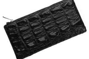 Кошелек из кожи крокодила на молнии Ekzotic Leather Черный (cw 80)