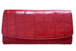 Кошелек женский портмоне красный из натуральной кожи крокодила Ekzotic Leather (cw 007)