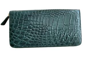 Кошелек женский портмоне из кожи крокодила на молнии Ekzotic Leather темно-зеленый (cw 01)