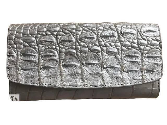 Кошелек женский портмоне из натуральной кожи крокодила Ekzotic Leather серебристый (cw25_6)