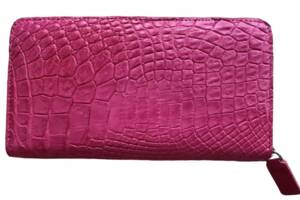Кошелек женский розовый на молнии из кожи крокодила Ekzotic leather (cw01_5)