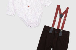 Костюм малышка (боди+рубашка+штаны) Pitiki 3021 74 см Бордовый (2000989990642)