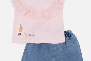 Костюм с джинсовыми шортами для девочки Iggy 80 Розовый ЦБ-00249274 (SKT000991009)