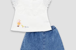 Костюм с джинсовыми шортами для девочки Iggy 92 Белый ЦБ-00249272 (SKT000991003)