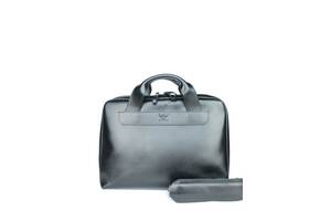 Кожаная деловая сумка Attache Briefcase черный The Wings