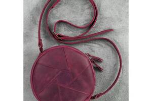 Кожаная круглая женская сумка BlankNote Бон-Бон Бордовая (BN-BAG-11-vin-kr)