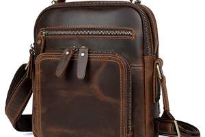 Кожаная мужская сумка через плечо с ручкой JD1063R John McDee коричневый